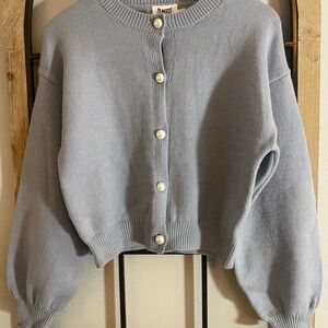 Princess Polly S/M Blue Crop Pearl Button Cardigan- NWOT